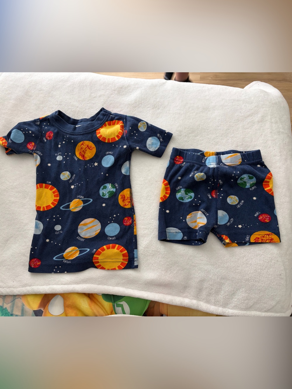 Hanna Andersson Navy Space Planet PJ Set with Yellow & Orange Planets